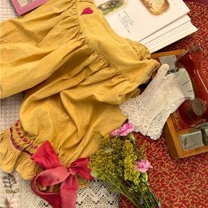 Small Natural dyed marigold bloomers Victorian style silk ties pantaloon drawers